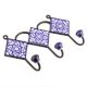 Navy Blue And White Floral Tiles Hooks